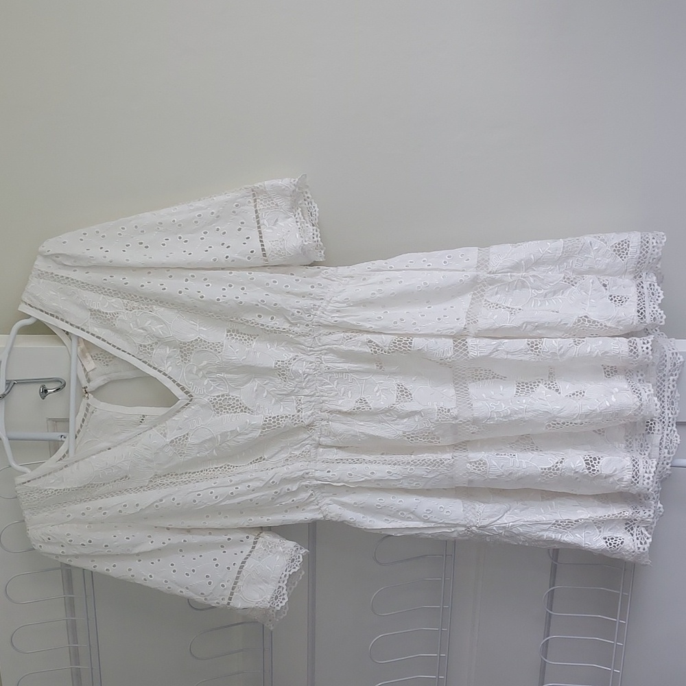 LoveShackFancy Jobelle Mini Dress Crochet V-neck Lace Size Medium